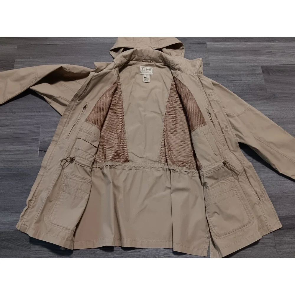 LL Bean Men's Khaki Hooded Field Barn Chore Utility‎ Jacket Coat Size XL